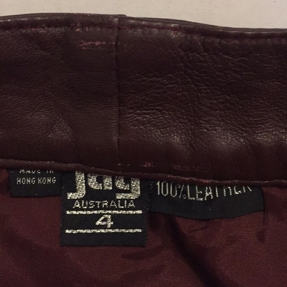VINTAGE LEATHER SKIRT 80s JAG JEANS Pencil Oxblood Burgundy lined luxury Sz4 - Picture 5 of 9